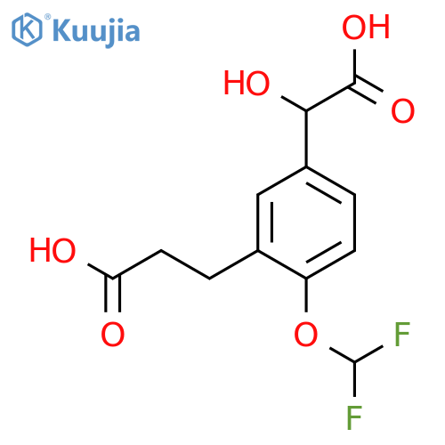 3-(2-Carboxyethyl)-4-(difluoromethoxy)mandelic acid structure