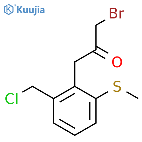3-Bromo-1-(2-(chloromethyl)-6-(methylthio)phenyl)propan-2-one structure