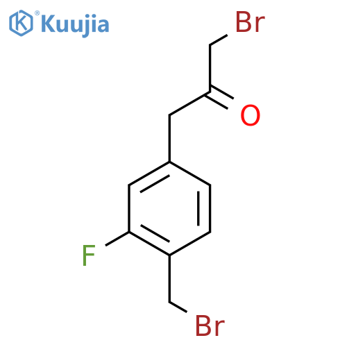1-Bromo-3-(4-(bromomethyl)-3-fluorophenyl)propan-2-one structure