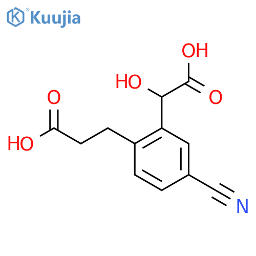 2-(2-Carboxyethyl)-5-cyanomandelic acid structure
