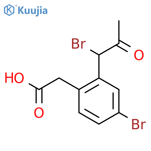 4-Bromo-2-(1-bromo-2-oxopropyl)phenylacetic acid structure
