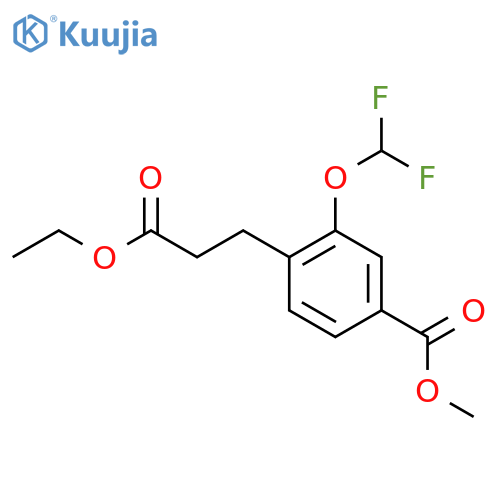 Methyl 3-(difluoromethoxy)-4-(3-ethoxy-3-oxopropyl)benzoate structure