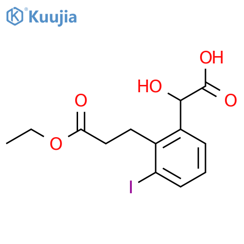 2-(3-Ethoxy-3-oxopropyl)-3-iodomandelic acid structure
