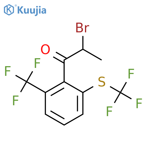 2-Bromo-1-(2-(trifluoromethyl)-6-(trifluoromethylthio)phenyl)propan-1-one structure