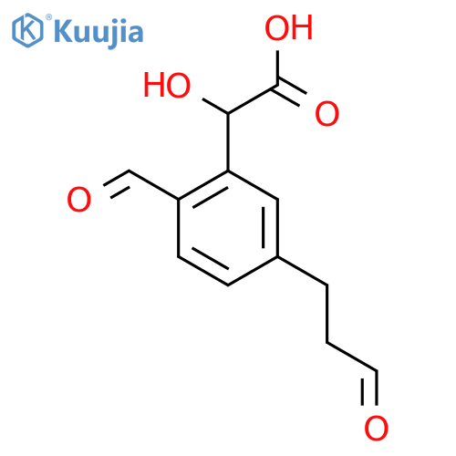 2-Formyl-5-(3-oxopropyl)mandelic acid structure