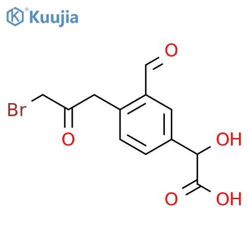 4-(3-Bromo-2-oxopropyl)-3-formylmandelic acid structure