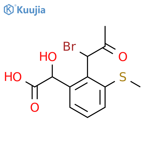 2-(1-Bromo-2-oxopropyl)-3-(methylthio)mandelic acid structure