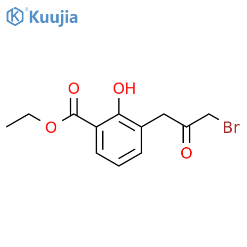 Ethyl 3-(3-bromo-2-oxopropyl)-2-hydroxybenzoate structure