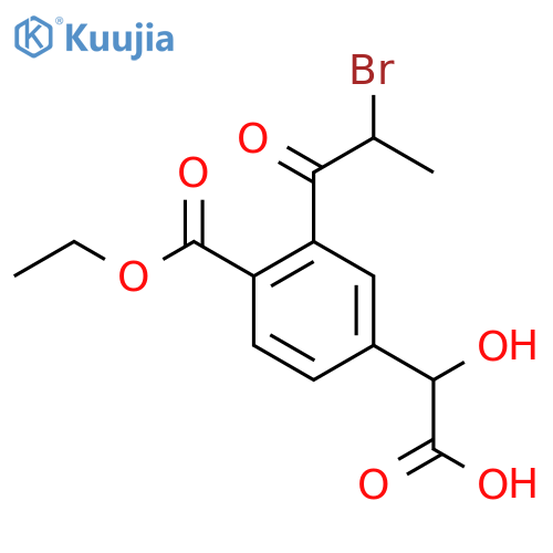 Ethyl 2-(2-bromopropanoyl)-4-(carboxy(hydroxy)methyl)benzoate structure