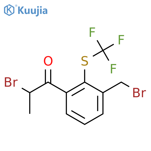 2-Bromo-1-(3-(bromomethyl)-2-(trifluoromethylthio)phenyl)propan-1-one structure