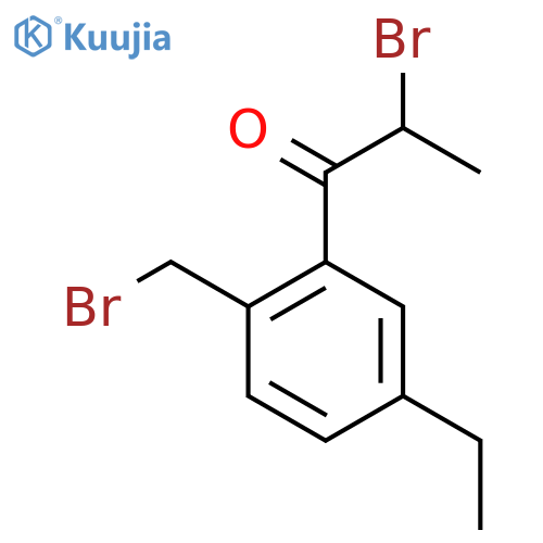 2-Bromo-1-(2-(bromomethyl)-5-ethylphenyl)propan-1-one structure