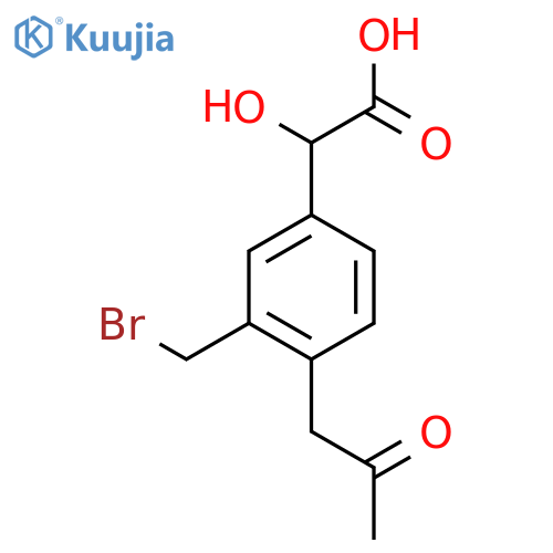 3-(Bromomethyl)-4-(2-oxopropyl)mandelic acid structure