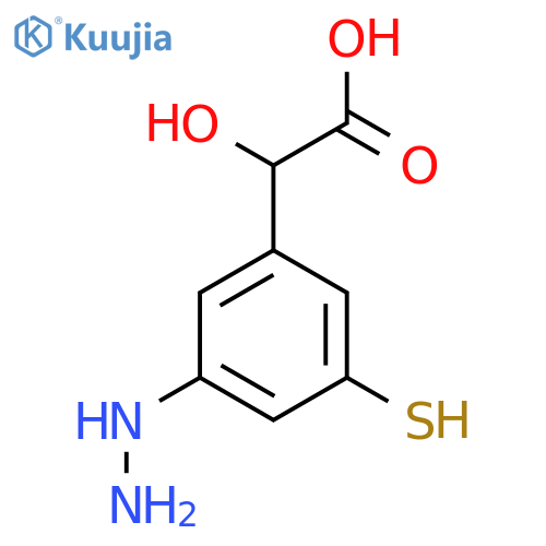 3-Hydrazinyl-5-mercaptomandelic acid structure