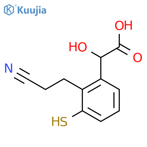 2-(2-Cyanoethyl)-3-mercaptomandelic acid structure