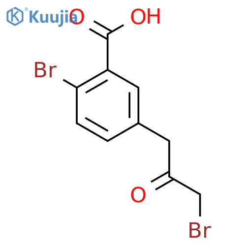 2-Bromo-5-(3-bromo-2-oxopropyl)benzoic acid structure