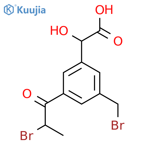 3-(Bromomethyl)-5-(2-bromopropanoyl)mandelic acid structure