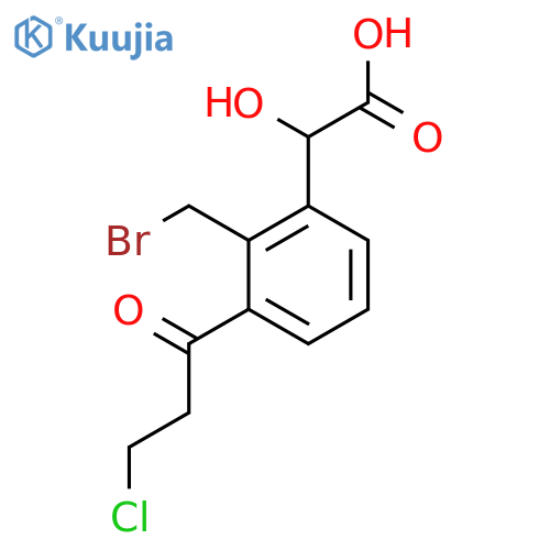 2-(Bromomethyl)-3-(3-chloropropanoyl)mandelic acid structure