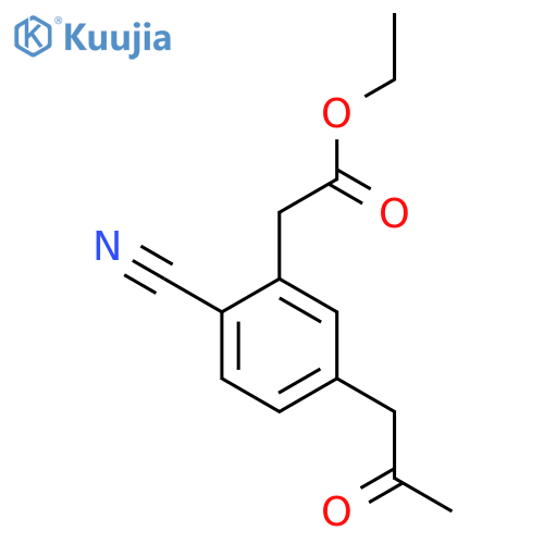 Ethyl 2-cyano-5-(2-oxopropyl)phenylacetate structure