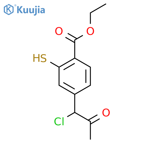 Ethyl 4-(1-chloro-2-oxopropyl)-2-mercaptobenzoate structure
