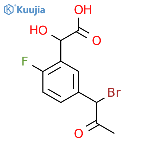 5-(1-Bromo-2-oxopropyl)-2-fluoromandelic acid structure