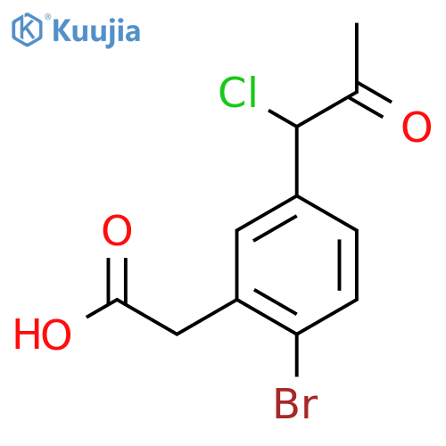 2-Bromo-5-(1-chloro-2-oxopropyl)phenylacetic acid structure