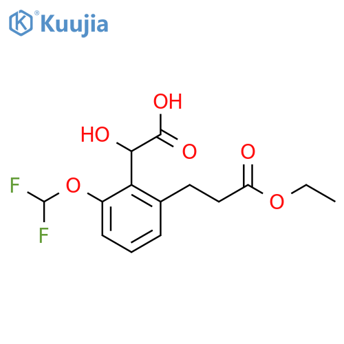 2-(Difluoromethoxy)-6-(3-ethoxy-3-oxopropyl)mandelic acid structure