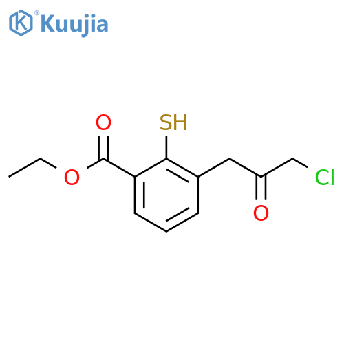 Ethyl 3-(3-chloro-2-oxopropyl)-2-mercaptobenzoate structure