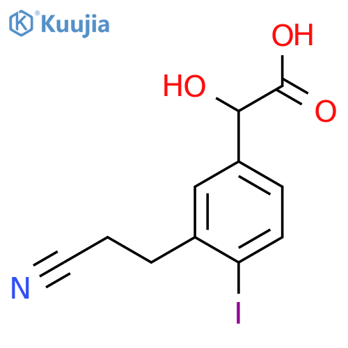 3-(2-Cyanoethyl)-4-iodomandelic acid structure