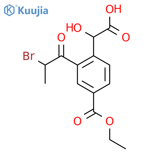 Ethyl 3-(2-bromopropanoyl)-4-(carboxy(hydroxy)methyl)benzoate structure