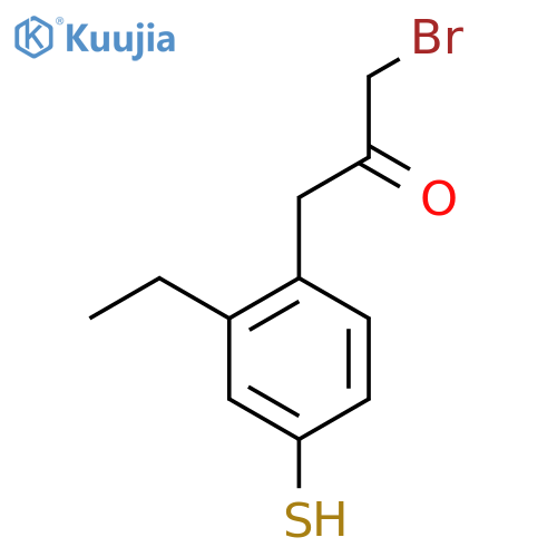 1-Bromo-3-(2-ethyl-4-mercaptophenyl)propan-2-one structure