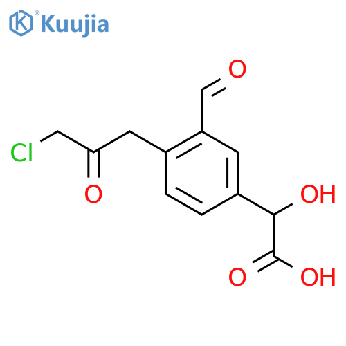 4-(3-Chloro-2-oxopropyl)-3-formylmandelic acid structure