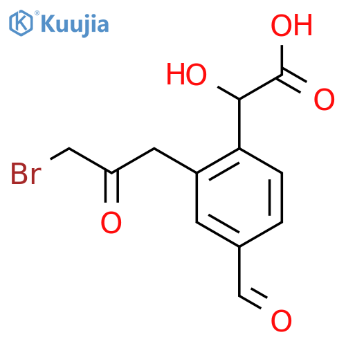 2-(3-Bromo-2-oxopropyl)-4-formylmandelic acid structure