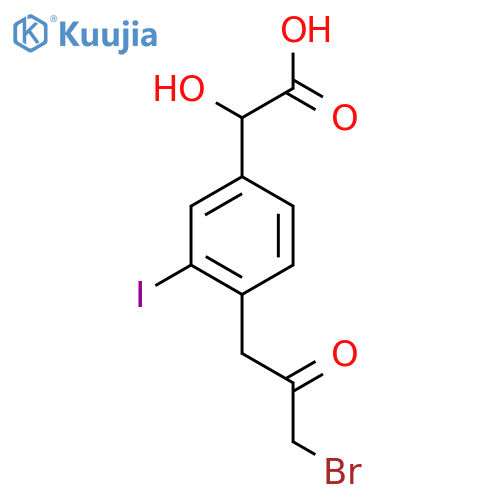 4-(3-Bromo-2-oxopropyl)-3-iodomandelic acid structure