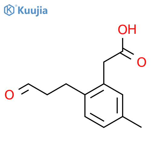 5-Methyl-2-(3-oxopropyl)phenylacetic acid structure