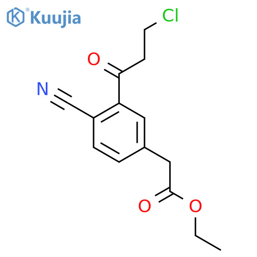 Ethyl 3-(3-chloropropanoyl)-4-cyanophenylacetate structure