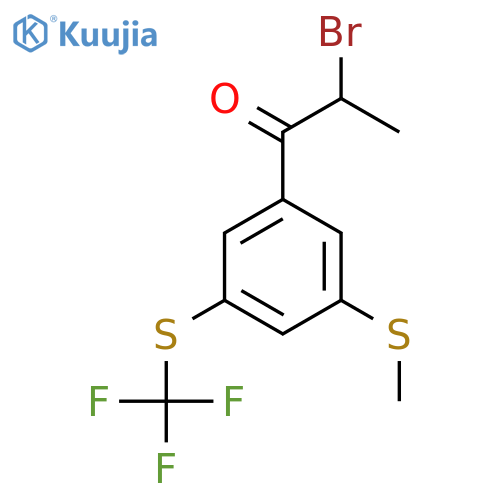 2-Bromo-1-(3-(methylthio)-5-(trifluoromethylthio)phenyl)propan-1-one structure