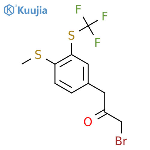 1-Bromo-3-(4-(methylthio)-3-(trifluoromethylthio)phenyl)propan-2-one structure
