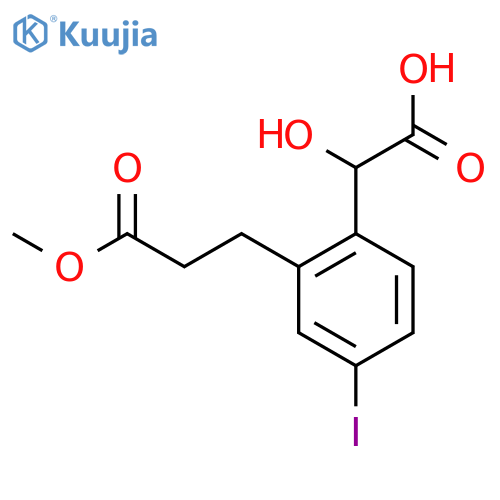 4-Iodo-2-(3-methoxy-3-oxopropyl)mandelic acid structure