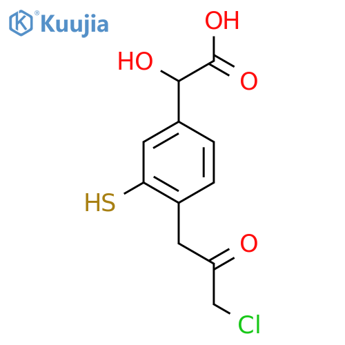 4-(3-Chloro-2-oxopropyl)-3-mercaptomandelic acid structure