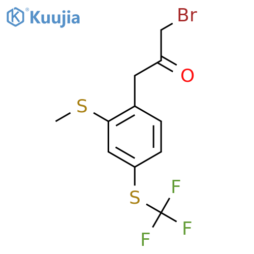 1-Bromo-3-(2-(methylthio)-4-(trifluoromethylthio)phenyl)propan-2-one structure