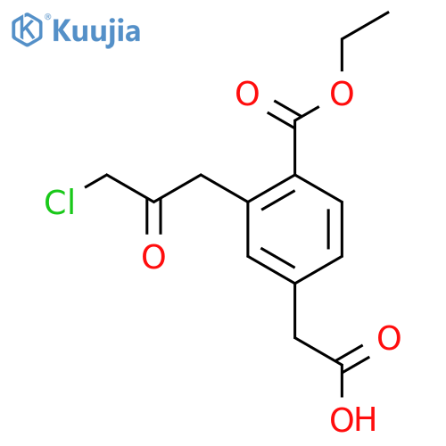 Ethyl 4-(carboxymethyl)-2-(3-chloro-2-oxopropyl)benzoate structure