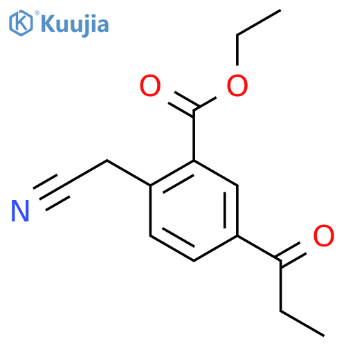 Ethyl 2-(cyanomethyl)-5-propionylbenzoate structure