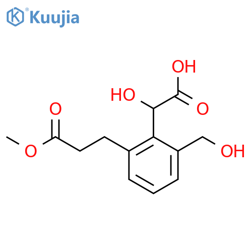 2-(Hydroxymethyl)-6-(3-methoxy-3-oxopropyl)mandelic acid structure