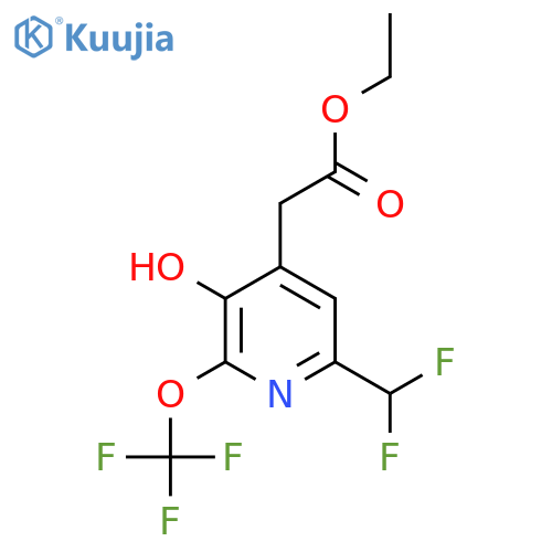 Ethyl 6-(difluoromethyl)-3-hydroxy-2-(trifluoromethoxy)pyridine-4-acetate structure