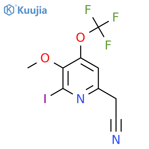 2-Iodo-3-methoxy-4-(trifluoromethoxy)pyridine-6-acetonitrile structure