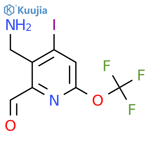 3-(Aminomethyl)-4-iodo-6-(trifluoromethoxy)pyridine-2-carboxaldehyde structure