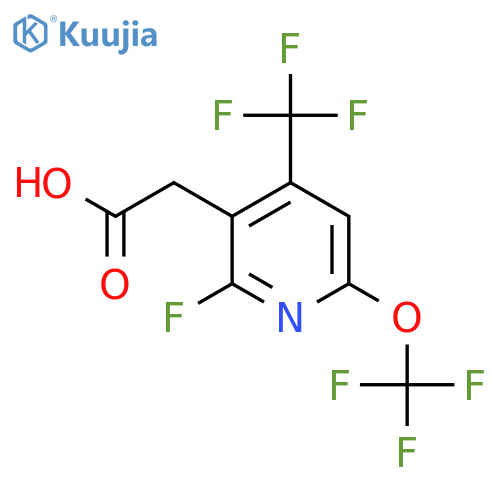2-Fluoro-6-(trifluoromethoxy)-4-(trifluoromethyl)pyridine-3-acetic acid structure