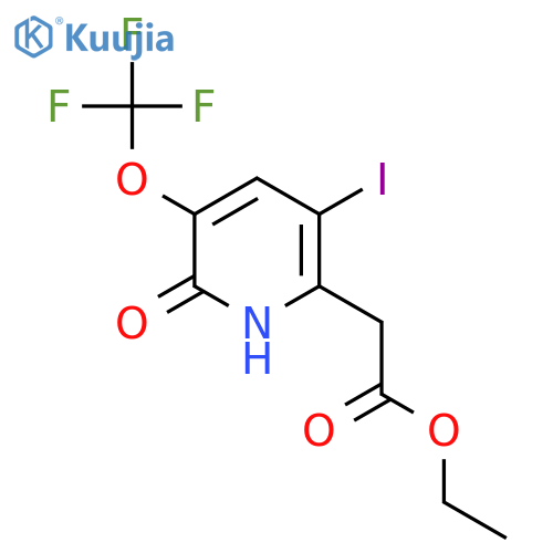 Ethyl 2-hydroxy-5-iodo-3-(trifluoromethoxy)pyridine-6-acetate structure