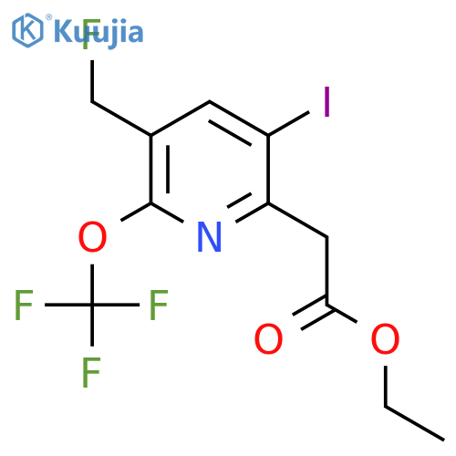 Ethyl 3-(fluoromethyl)-5-iodo-2-(trifluoromethoxy)pyridine-6-acetate structure