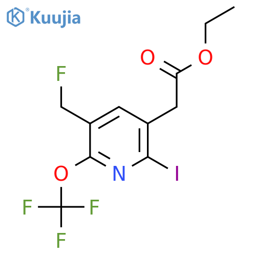 Ethyl 3-(fluoromethyl)-6-iodo-2-(trifluoromethoxy)pyridine-5-acetate structure